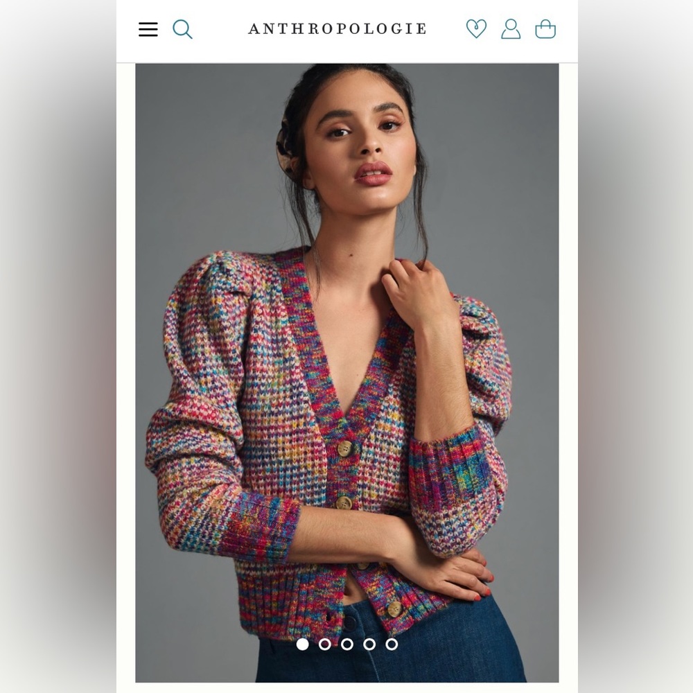 Design History Multicolor Puff Sleeve Cardigan